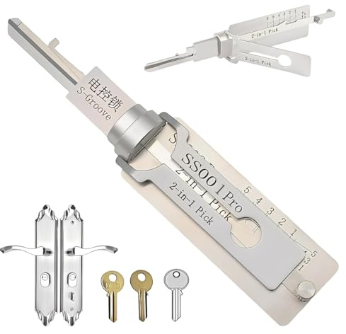 Teegxddy 1 Pièce SS001 2 en 1 Crochetage Serrure et décodeur pour Serrure de Porte à Double rainure, Outils Professionnels de serrurier