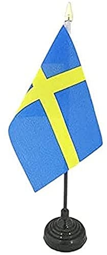 AZ FLAG - Tischflagge Schweden - 15x10 cm Goldene Splitze - Schwedische Tischfahne 10 x 15 Cm - Flaggen