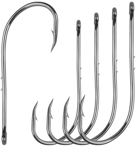 Baitholder Fishing Hooks Long Shank Beak Bait Holder Hooks Black Offset Jig Fishing Hooks with 2 Barbs,Size:4#-6/0