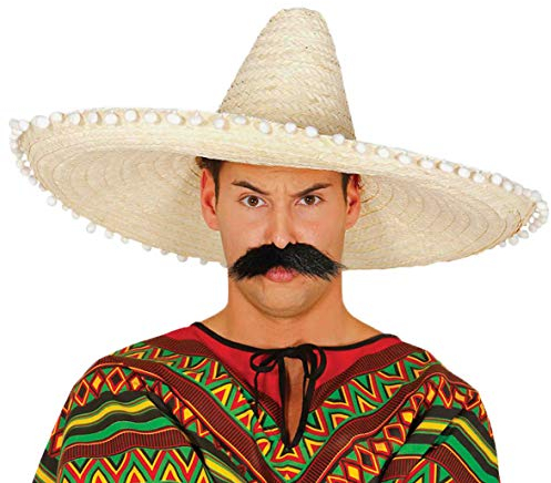 FIESTAS GUIRCA | Sombrero Mexicano de Paja (60 cm) - Accesorio de Fiesta para Celebraciones de Verano y Graduaciones - Ideal para Eventos Temáticos de México y Fiestas - Adulto Unisex - Natural