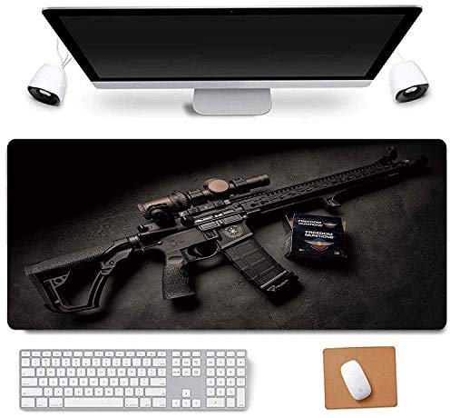 Daisy House 31.5x11.8 Cool Non-Slip Rubber Extended Large Game Mouse Pad Computer Keyboard Mouse Mat PC Accessories (B Gun)