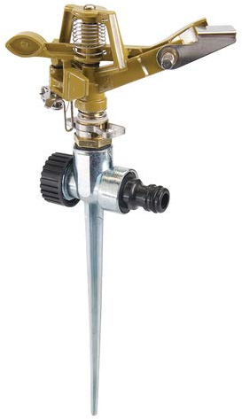 Impulse Garden Sprinkler 300mm Spiked Impulse Garden Sprinkler with 360° Coverage. Adjustable Full or Half Circle Pattern. Quick-Release 1/2 Hose Connector. Daisy Chain Facility.