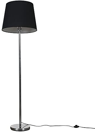 MiniSun | Modern Polished Chrome Metal Standard Floor Lamp with a Black Tapered Shade | Floor Lamps & Torchieres, Home Décor & Improvement Essential | Includes Bulb [3000K Warm White]