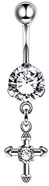 KJM FASHION 1 Stk Chirurgischer 316-l-stahl Bananenabel 1,6 mm 14g 10mm 3/8 5mm Klar Kugel Kreuz Banane Ohr Belly Ohrringe Nabel Barbell Piercing Schmuck 5185