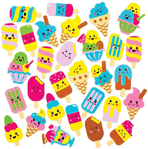 Baker Ross AT946 Eiscreme-Schaumstoffaufkleber – 120 Stück, selbstklebende Formen für Kinder, Kunst- und Bastelprojekte und Scrapbooking