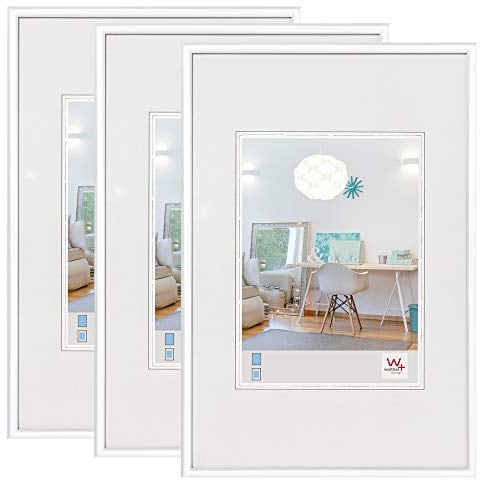 walther design Bilderrahmen weiss 30 x 40 cm 3er Pack, New Lifestyle Kunststoffrahmen KV040W3