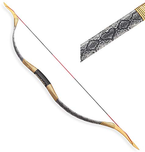Traditioneller Bogen Recurve Bogen Reiterbogen Langbogen Handgemacht Holzbogen 25-55lbs Sportbogen Jagdbogen für Erwachsene und Anfänger (40lbs, Typ 1)
