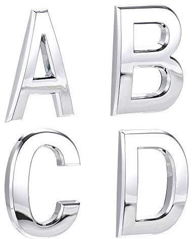 sourcing map Self Adhesive House Letter, 2.76 Inch ABS Plastic Letter ABCD for Home Hotel Mailbox Address Sign Silver Tone 1 Set