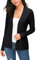 EXCHIC Donna Casuale Lunghe Maniche V Collo Aperto Fronte Maglia Cardigan (XXL, Nero)