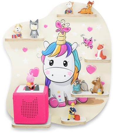 stadtecken Kinder Regal für Musikbox I Einhornliebe I Geeignet für die Toniebox und ca. 20 Tonies I Hörspiel I Geschenkidee I Spielen I Sammeln I zum Aufhängen