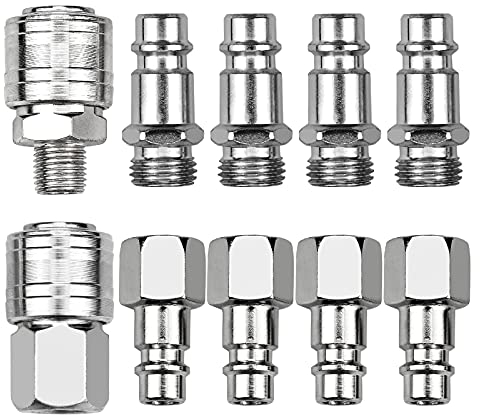 CXtech 10pcs Raccordo Accoppiatore Rapido Compressore, 1/4BSP Raccordo Rapido Pneumatico Europeo Accoppiatore Aria Aria Tubo Aria Compressa Connettore Maschio Femmina