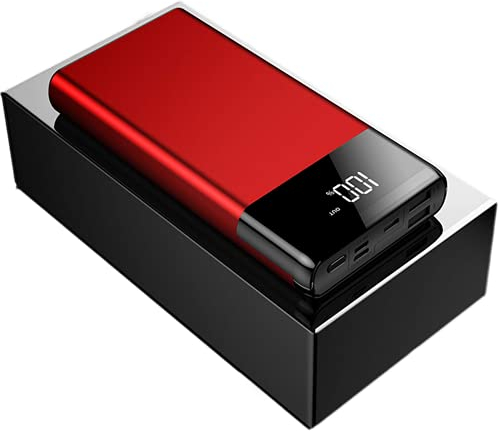 XLBHSH Tragbares Ladegerät, 2.1A Fast Ladung 80000Mah Dual USB-Ausgang LED-Anzeige Power Bank, Schnellladung Batteriepack Für iPhone 12 11 Pro Samsung S20,Rot