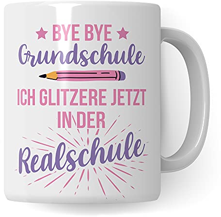 Realschule 5. Klasse Geschenk, Tasse Schulwechsel Grundschule Realschule Übergang Geschenk, Geschenkidee Übertritt Realschülerin, Kakaobecher Schule Schülerin Mädchen Becher