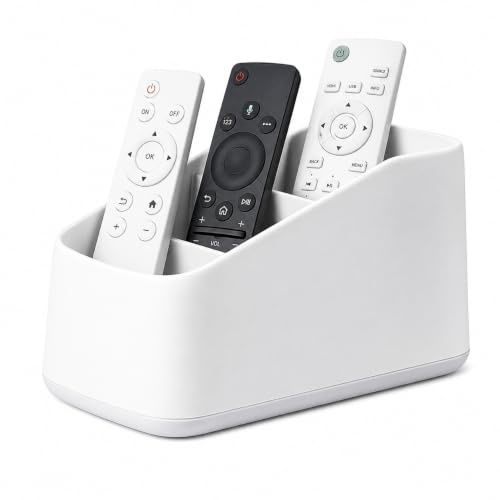 DOITOOL Remote Control Storage Box Multi-Grid Desk Organiser with 4 Compartments Plastic Household Storage Box for Tv Remote Makeup Brushes Office Supplies Home Bedroom Bathroom 7.09 X 3.94 X 3.90 in