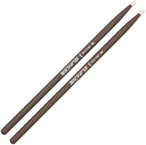 Techra E-Rhythm 5B, geräuscharmer Kohlefaser-Drumstick für elektronische Trommeln, perfekt ausbalanciert mit Vibrationsdämpfung und erhöhtem Komfort