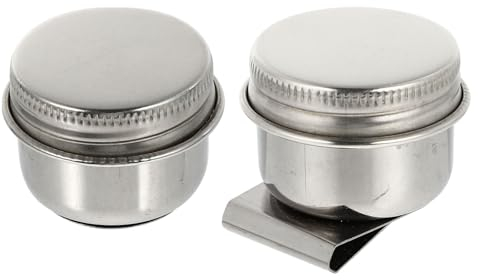 BESPORTBLE 2pcs Oil Painting Palette Cup with Lid Stainless Steel Dipper Design No Leakage Can Clip