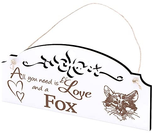 Schild Fuchs Kopf Deko 20x10cm - All you need is Love and a Fox - Holz Wanddeko Dekoration Wand