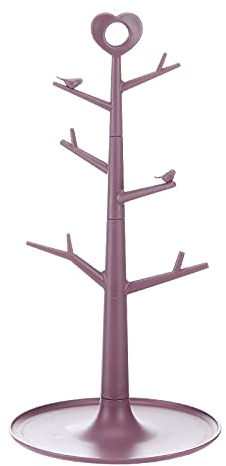 Mug Holder Tree, Mug Holder Coffee Mug Holder Removable Organizer Mug Rack Stand Countertop Mug Tree Home Storage Mug Hooks for Counte (Rose Red)