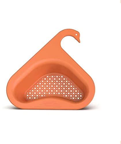 Guangcailun Cesta de Drenaje de Fregadero de Cocina de plástico, colador de Limpieza de Frutas Triangular Adorable portátil, Estante de Drenaje de Filtro, Naranja