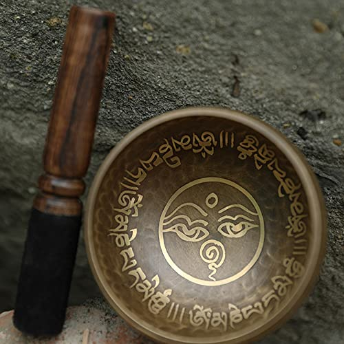 ZCBYBT Ensemble De Bol De Chant Tibétain, Niberge Handmade Bronze Sound Bowl, Méditation Sanscrit, Parfait pour La Méditation,8cm
