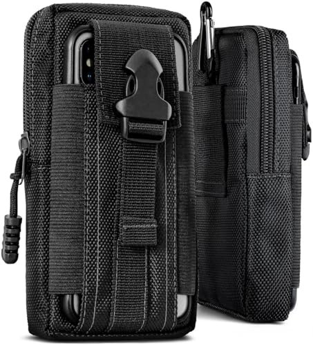 ONEFLOW Survival Case für Nokia 8210 4G Handy Gürteltasche aus Nylon mit Karabiner, Taktische EDC Tasche mit Gürtel Halterung, Etui Handyhülle Outdoor Handytasche, Schwarz
