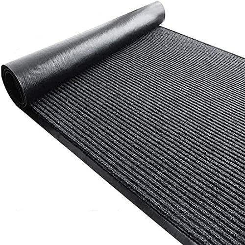 LOGIJOY 3' X 10' Striped Brush Step Entrance Mat Commercial Grade Door Floor Mat Vinyl Backed Utility Doormat Indoor Outdoor Entrance Mat Heavy Duty Front Door Mat with PVC Backing