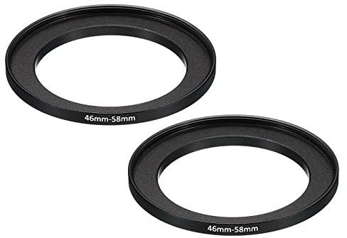 PATIKIL 46mm-58mm Metal Step Up Ring, 2 Pack Camera Lens Filter Adapter Ring Aluminum Filter Adapter Ring for Camera Lenses Hood, Black