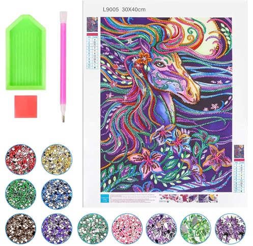 ARONRAVE Diamond Painting Pferde Geschenke für 8 9 10 11 12 Jahre Mädchen Teenager 5D Diamond Painting Pferde Geschenke Malen Nach Zahlen Full Bilder Diamond Painting Kits