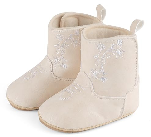 LACOFIA Stivaletti Invernali Neonata Antiscivolo Stivali Primi Passi da Neve per Bambina Beige 12-18 Mesi