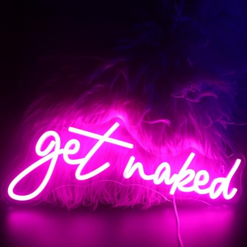 Led Get Naked Neonschild, Buchstaben, USB-betrieben, Neonlichter für Zimmer, Zuhause, Bar, Kunst, Wanddekoration, Party, Fenster, Wohnzimmer, Dekoration(Rosa)
