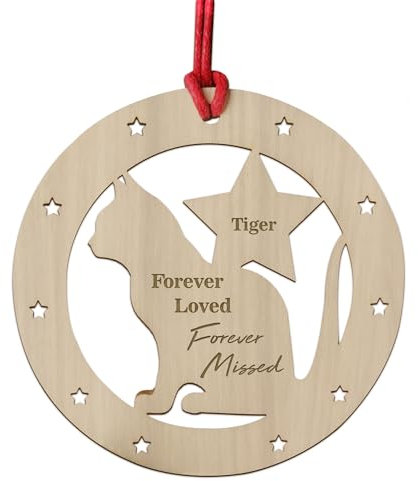 Red Ocean Personalised Cat Christmas Tree Decoration Memorial Bauble For Cat Gift For Family Wooden Christmas Bauble Keepsake