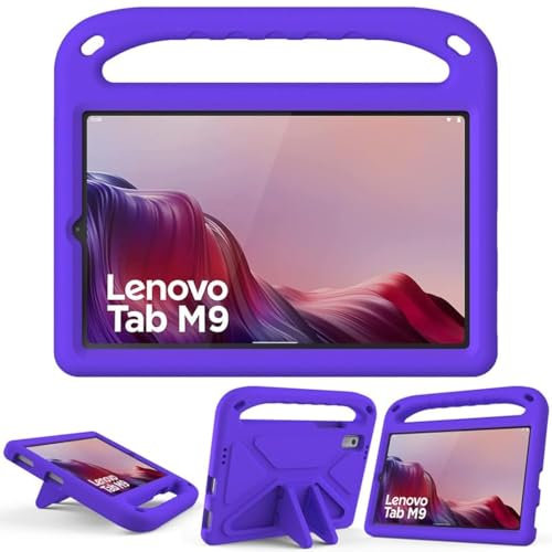 Kids Case For Lenovo Tab M9 2023 9 Inch (TB-310FU), EVA Foam Lightweight Shockproof Duarable, Tablet Cover with Handle Stand Case For Children Firendly, Purple