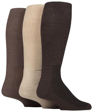 IOMI Knee High Diabetic Socks 3 Pack - Bamboo Non Elastic Socks for Swollen Feet | Extra Wide, Soft Top