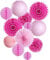 Easy Joy 12 Stück Rosa Dekoration,Papier Lampion,Seidenpapier Pompom,Wabenbälle Papier Fächer für Geburtstagsdeko Mädchen,Babyparty,Valentinstag Deko