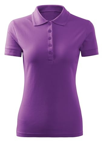 DELUNO Damen Poloshirt - Kurzärmeliges Pique Polo - Schwarz Rot Blau Grau Weis - Arbeits Shirt - Business - Geschenkidee Size XS S M L XL XXL
