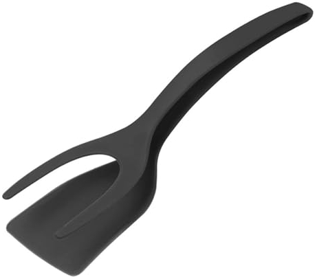 Egg Flipper Spatula, 2 in 1 Grip and Flip Egg Spatula Tongs, Non-Stick Turners for Pancake Sandwiches Bread Omelet Fish Steak French Toast, Tongs Grip and Flip Fried Egg Turners Cooking Tool (Black)