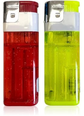 Klare Butan-Feuerzeuge, 2 Stück, Jumbo, nachfüllbar, Butan-Zigarettenanzünder, Feuerzeuge mit weicher Flamme, extra langes und langlebiges transparentes Feuerzeug für Kerzen, Campingkocher (Color : R