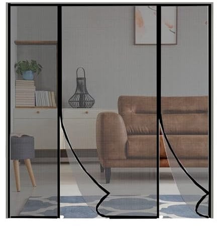 Insect Repellent Fly Curtain, 195x230cm Insect Repellent Door, Fly Curtain-Black