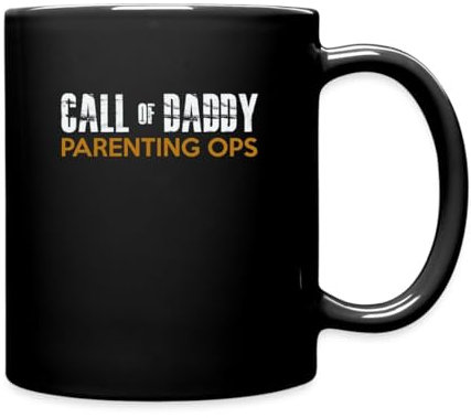 Spreadshirt Gamer Dad Call of Daddy Parenting Ops. Father's Day Present Coloured Mug, One Size, Black