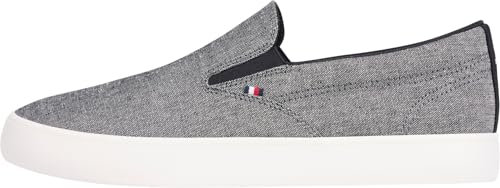 Tommy Hilfiger Sneaker con Suela Vulcanizada Hombre Low Slip On Mocasín, Negro (Black), 41