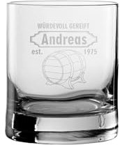 Der-Porzellan-Laden Whiskyglas mit Gravur, 320 ml, Whisky Glas personalisiert mit Name und Jahrgang Fass, spülmaschinenfest