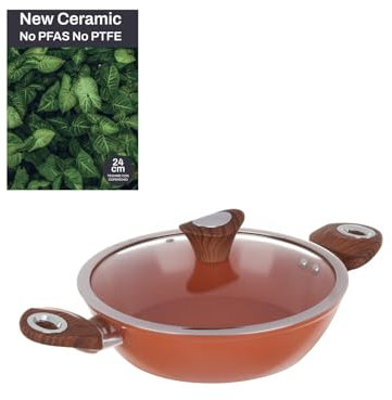 KASANOVA Tegame 24 cm con coperchio salmone New Ceramic