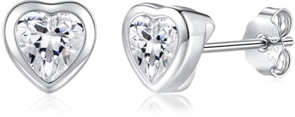 Estrellique Klein Ohrstecker mit Zirkonia Damen Ohrringe, 925 Sterling Silber Ohrstecker,Damen Mädchen 4mm Herz Ohrstecker, Hypoallergen Knorpel Schlafen Ohrstecker, Ohrringe Geschenke für Frauen