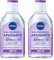 NIVEA Eau Micellaire APAISANTE Peaux Sensibles (1 x 400 ml), démaquillant enrichi aux micelles et acides animés sans parfum, nettoyant visage pour yeux & lèvres (Lot de 2)