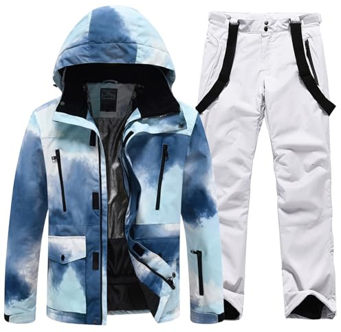 HOTIAN Herren Schneeanzug Herren Ski Jacke und Hosen Set Winter Warme Schnee Skifahren Sätzefür Wandern Klettern Isoliertes Snowboarden LSC+WT M
