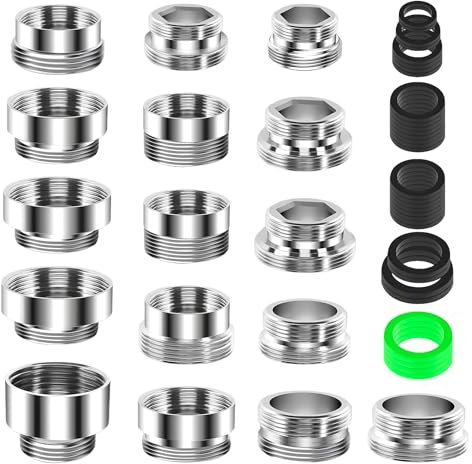 Forbabe Wasserhahn Adapter, 16 Stück Wasserhahn Adapter Gartenschlauch Set für Innengewinde Außengewinde