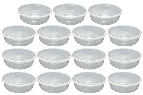 FotoStation Pack of 15 Large Clear Round Plastic 3d Printer Filament Storage Container Boxes with Airtight Lids (2L Litre)
