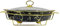 Reldor Ceramic Food Warmer with Gold Wire Stand and Lid for Heat & Moisture Retention, 15 Inch Oval Chafing Dish for Buffet, Ideal for Weddings, Parties, Catering Events (Black)