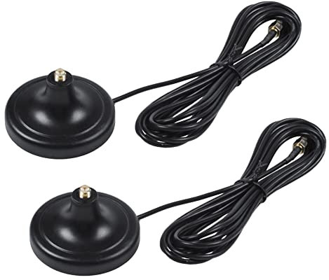 Pyugxab 2X Antenne WiFi Antenne Extension de Cuivre Pur Rp-SMA Mâle À avec Base Magnétique de Câble de 3 Mètres