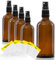Oputec Lot de 5 flacons pulvérisateurs en verre de 100 ml avec atomiseur + 5 étiquettes d'étiquetage - Flacons en verre marron avec tête de pulvérisation fine - Petit flacon pulvérisateur à pompe